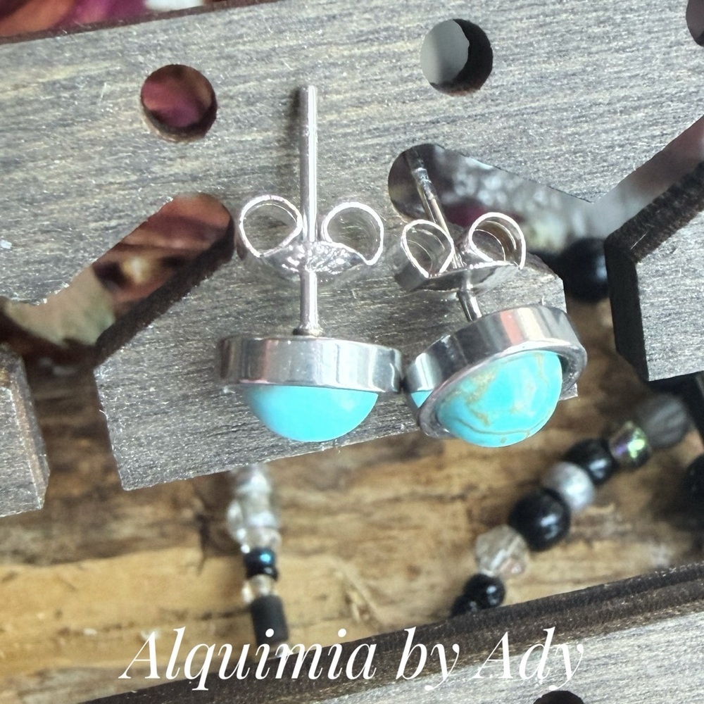 Tiny Dots 5mm Turquoise Silver Stud Earrings West… - image 2